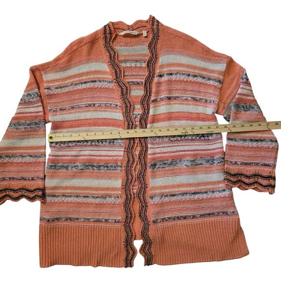 Soft Surroundings Sweater Womens Large Multi Artist Salmon Crochet Knit Cardigan - Picture 6 of 7